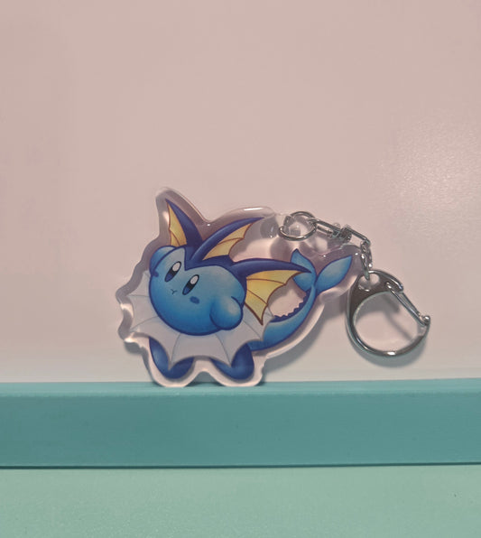 Vaporeon Kirby "Kirbeon" Double Sided Epoxy Keychain