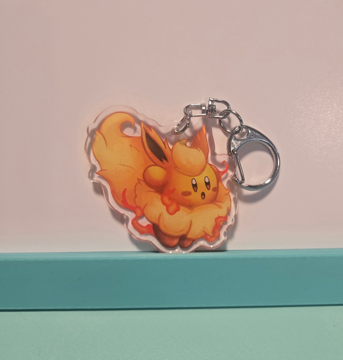 Flareon Kirby "Kirbeon" Double Sided Epoxy Keychain