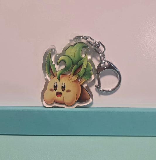 Leafeon Kirby "Kirbeon" Double Sided Epoxy Keychain