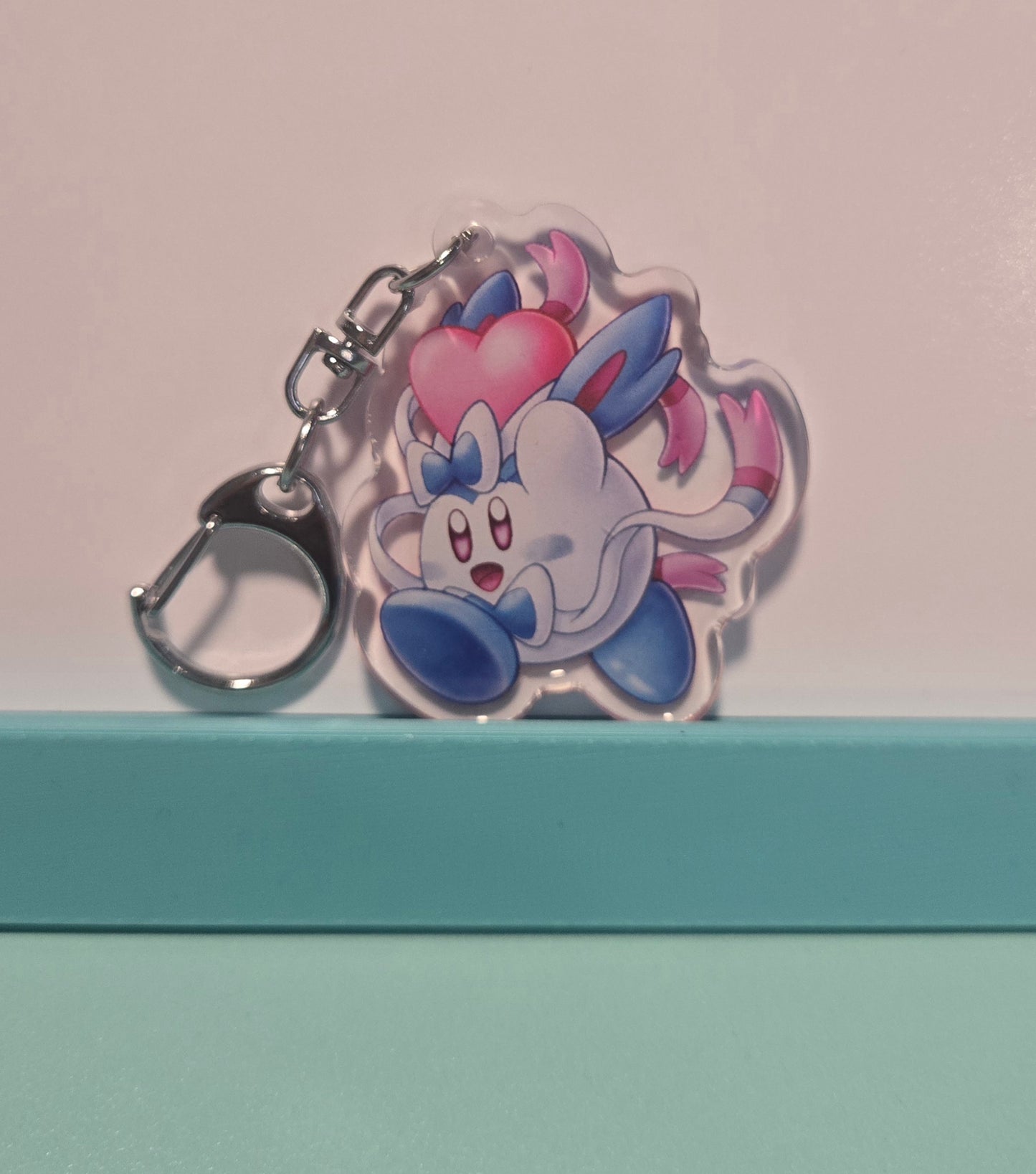Sylveon Kirby "Kirbeon" Double Sided Epoxy Keychain